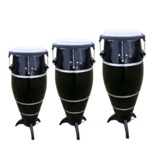 Jogo de Atabaque Jair® boca 12" Laqueada Preto Aro Confortável