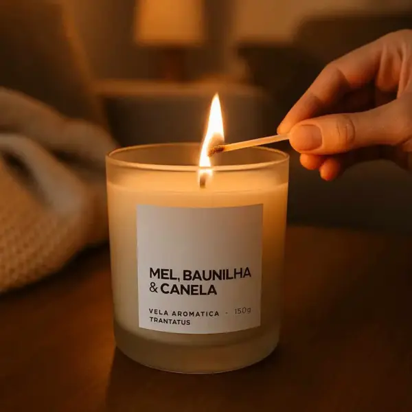Vela Aromática Premium — Mel, Baunilha & Canela-150g - Imagem 2