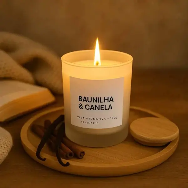 Vela Aromática Premium — Baunilha & Canela-150g - Imagem 2